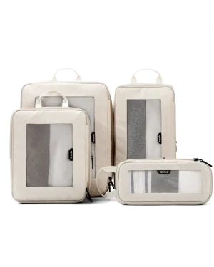 beige-travel-mesh-packing-cubes Epicka beige travel packing cube set with mesh windows