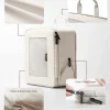 beige-visible-mesh-packing-cubes Epicka beige packing cube with mesh window, durable fabric, handle, and color-coded zippers.