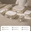 cream-different-size-mesh-packing-cubes-set Cream packing cubes set with clear tops in various sizes for travel organization.