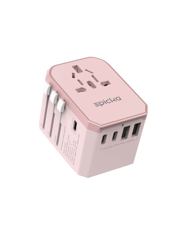 epicka-travel-adapter-ta-105c-30w Pink Epicka universal travel adapter with USB-C and USB ports