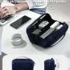 Dark blue large capacity electronics travel organizer bag.