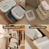 organize-everything-with-mesh-packing-cubes Light-colored packing cubes organizing carry-on, check-in luggage, backpacks, and closet drawers.