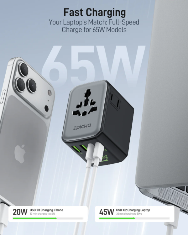 pulse-duo-65w-universal-fast-charger Epicka 65W universal travel adapter fast charging for laptop and iPhone