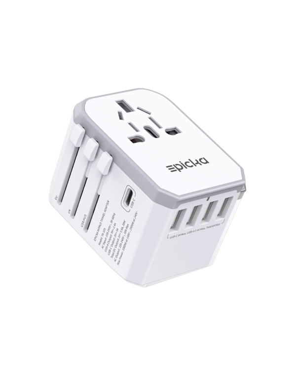 ta-105-epicka-world-travel-adapter Epicka universal world travel adapter with USB-C and multi-port USB charger
