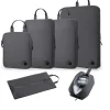 travel-nylon-compression-packing-cubes-set-1 Epicko grey travel packing cube set with shoe bag and toiletry kit.